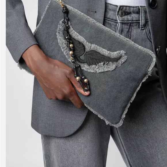 zadig & voltaire uma wings patch canvas clutch - Picture 2 of 9